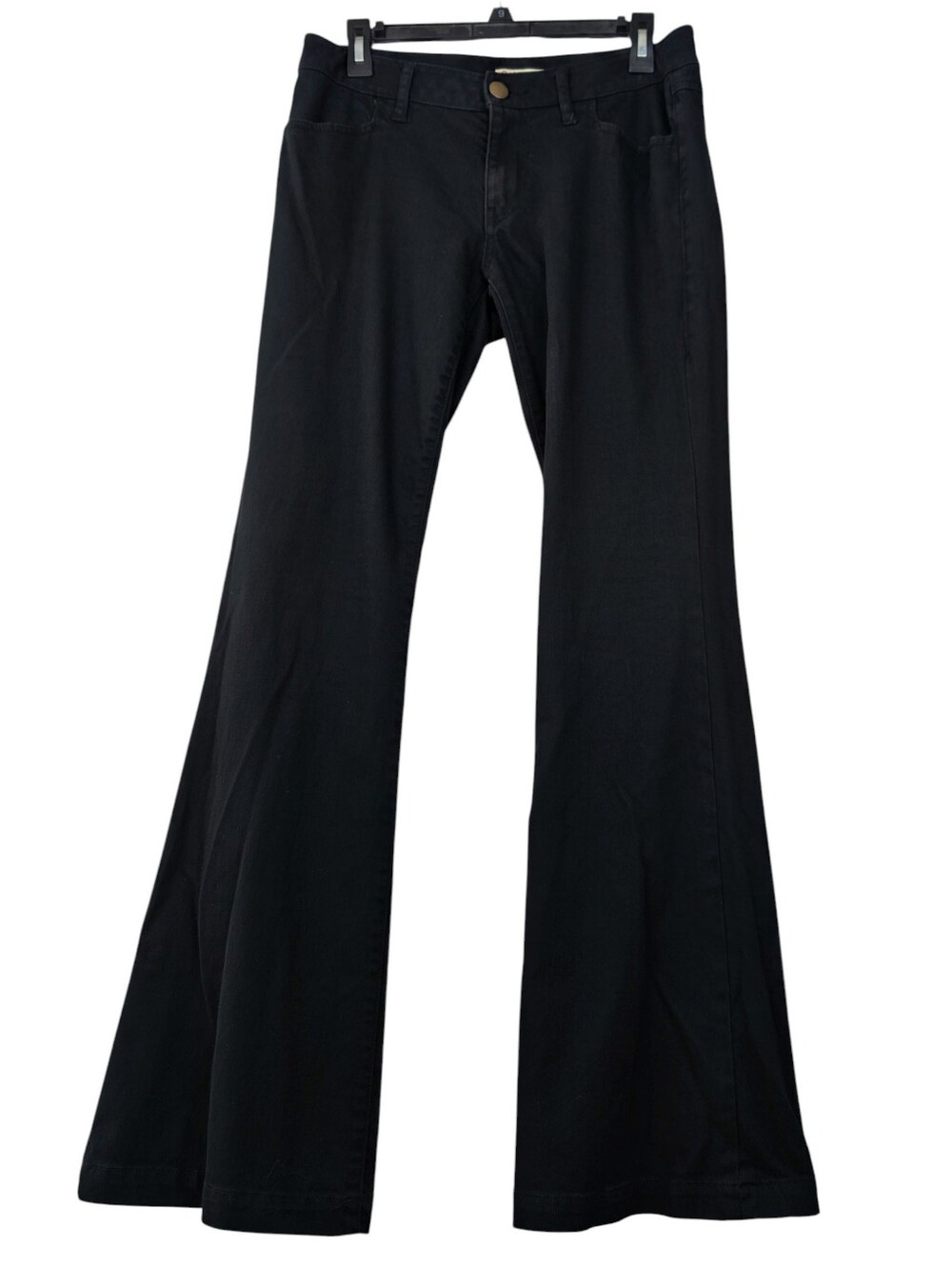 CAbi Moonlit Night Super Flare Jeans in Licorice Black Stretch Denim Size 6